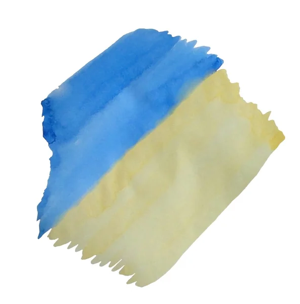 Plamy akwarelowe niebiesko-żółte tło. Kolory flagi Ukrainy. Element tekstury akwarela do druku i projektowania na białym tle. Ręcznie rysowane farby. Mokra tekstura farby zdjęcie — Zdjęcie stockowe