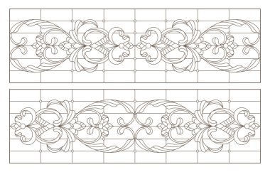 Boyalı camların dış hatlarını soyut girdaplar ve çiçeklerle, yatay yönelimle ayarla