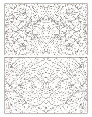 Boyalı camların dış hatlarını soyut girdaplar ve çiçeklerle, yatay yönelimle ayarla