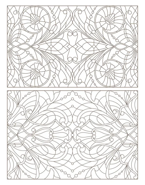 Boyalı camların dış hatlarını soyut girdaplar ve çiçeklerle, yatay yönelimle ayarla