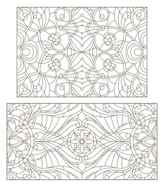 Boyalı camların dış hatlarını soyut girdaplar ve çiçeklerle, yatay yönelimle ayarla