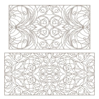 Boyalı camların dış hatlarını soyut girdaplar ve çiçeklerle, yatay yönelimle ayarla