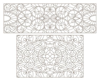 Boyalı camların dış hatlarını soyut girdaplar ve çiçeklerle, yatay yönelimle ayarla