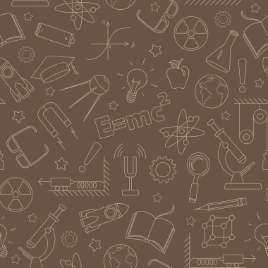 Fizik Eğitimi, kahverengi bir arka plan üzerinde basit kontür bej anahat konu konulu seamless modeli