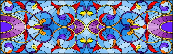 Ilustración Estilo Vitral Con Remolinos Abstractos Flores Hojas Sobre Fondo — Vector de stock