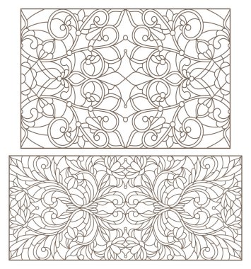 Boyalı camların dış hatlarını soyut girdaplar ve çiçeklerle, yatay yönelimle ayarla