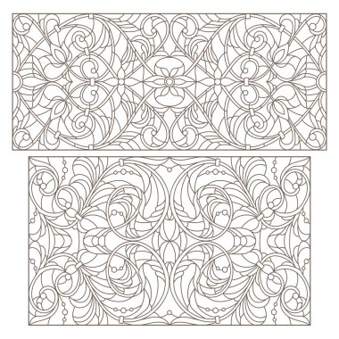 Boyalı camların dış hatlarını soyut girdaplar ve çiçeklerle, yatay yönelimle ayarla