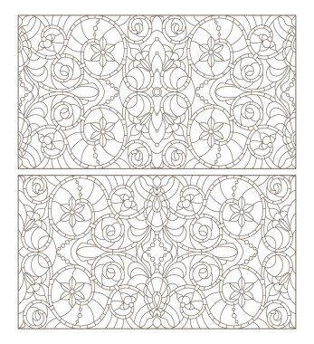 Boyalı camların dış hatlarını soyut girdaplar ve çiçeklerle, yatay yönelimle ayarla