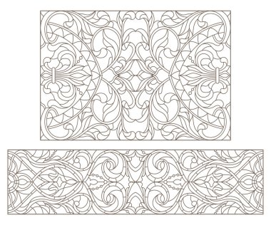 Boyalı camların dış hatlarını soyut girdaplar ve çiçeklerle, yatay yönelimle ayarla