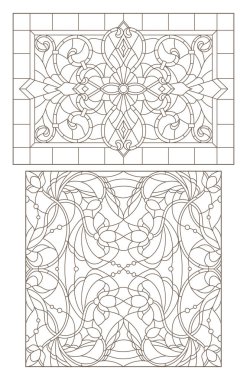 Boyalı camların dış hatlarını soyut girdaplar ve çiçeklerle, yatay yönelimle ayarla