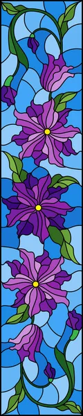 Ilustración Estilo Vitral Con Flores Hojas Púrpuras Entrelazadas Abstractas Sobre — Archivo Imágenes Vectoriales
