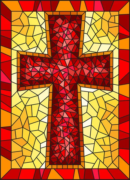 Ilustração Estilo Vitral Pintura Temas Religiosos Vitral Forma Uma Cruz — Vetor de Stock