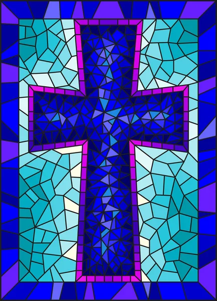 Die Illustration Glasmalerei Religiösen Themen Glasfenster Form Eines Blauen Christlichen — Stockvektor