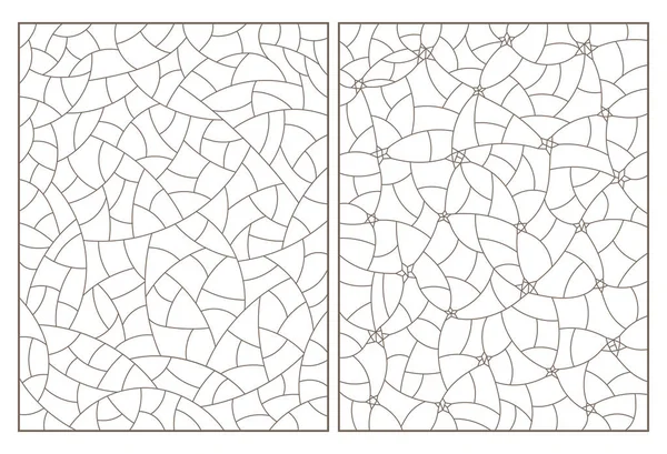 Soyut arkaplan resimli mozaik cam çizimleri, beyaz arkaplanda koyu çizgiler.