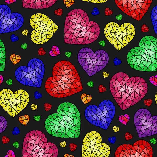 Patrón Sin Costuras Con Corazones Agrietados Abstractos Corazones Colores Brillantes — Vector de stock