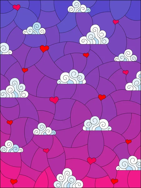 Ilustración Estilo Vitral Con Una Imagen Fondo Del Cielo Nubes — Vector de stock