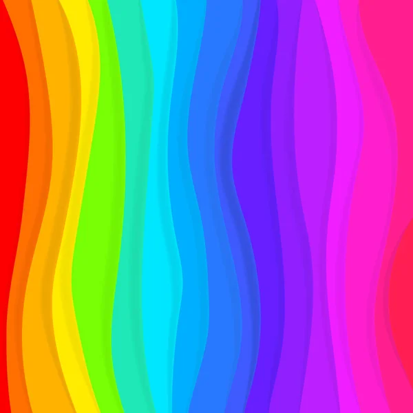 Abstracte achtergrond met verschillende niveaus oppervlakken, regenboog golven, materiaal ontwerp — Stockvector