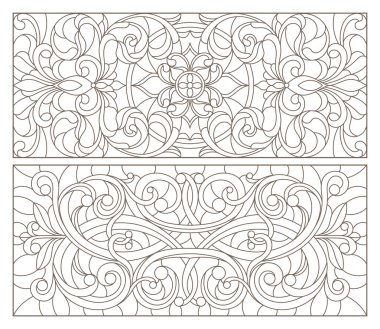 Boyalı camların dış hatlarını soyut girdaplar ve çiçeklerle, yatay yönelimle ayarla