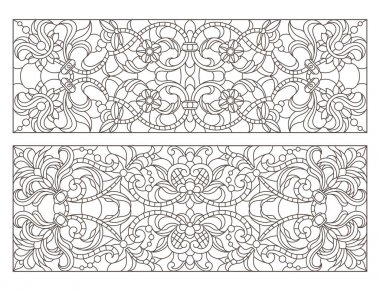 Boyalı camların dış hatlarını soyut girdaplar ve çiçeklerle, yatay yönelimle ayarla