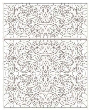 Boyalı camların dış hatlarını soyut girdaplar ve çiçeklerle, yatay yönelimle ayarla