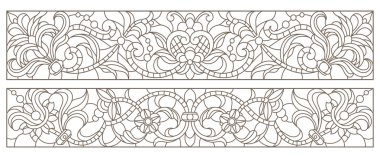 Boyalı camların dış hatlarını soyut girdaplar ve çiçeklerle, yatay yönelimle ayarla