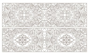 Boyalı camların dış hatlarını soyut girdaplar ve çiçeklerle, yatay yönelimle ayarla