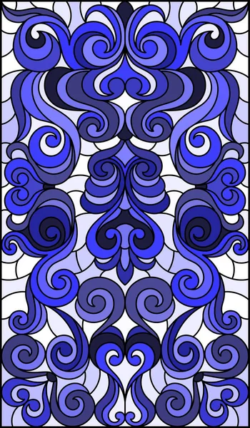 Soyut girdaplar ve açık bir arka plan, dikey yönelim, mavi sesi yaprakları ile vitray tarzı İllüstrasyon