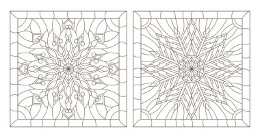 Vitray kar taneleri ile kontur çizimleri çerçevesinde, kare görüntü ayarla