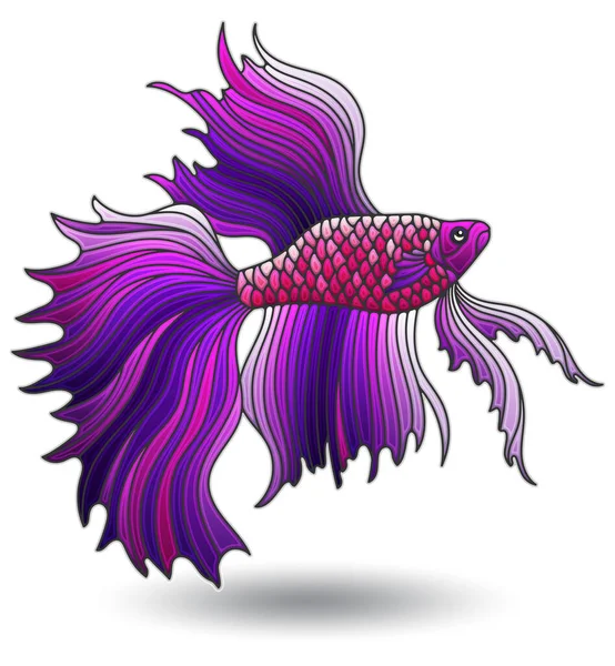 Illustration with stained glass elements, bright Cockerel fish isolated on white background — Stock Illustration Illustration with stained glass elements, bright Cockerel fish isolated on white background Royalty Free Stock Vectors