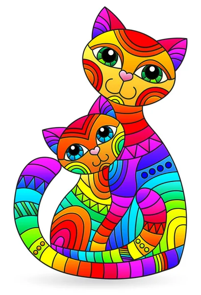 Ilustración Estilo Vitral Con Gato Arco Iris Abstracto Gatito Aislado — Vector de stock