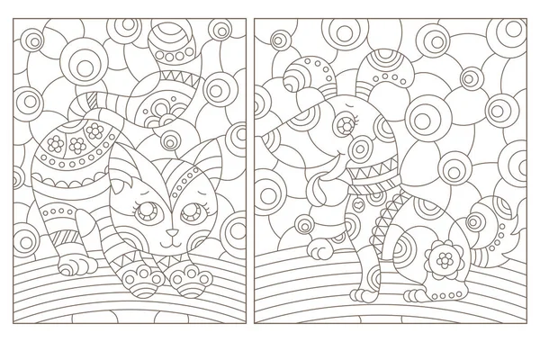 ดภาพวาดร ปทรงในร ปแบบของหน างกระจกส กแมวและล ขบนพ นหล งนามธรรม ภาพส เหล — ภาพเวกเตอร์สต็อก