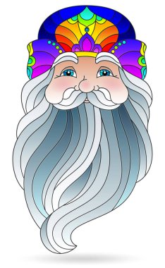Maske, beyaz arka planda izole edilmiş bir Noel Baba portresi.