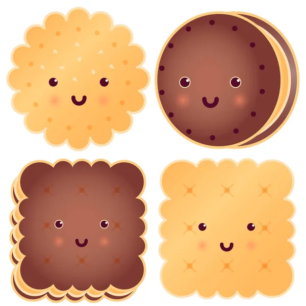 Ensemble de biscuits Choclate mignons . — Image vectorielle