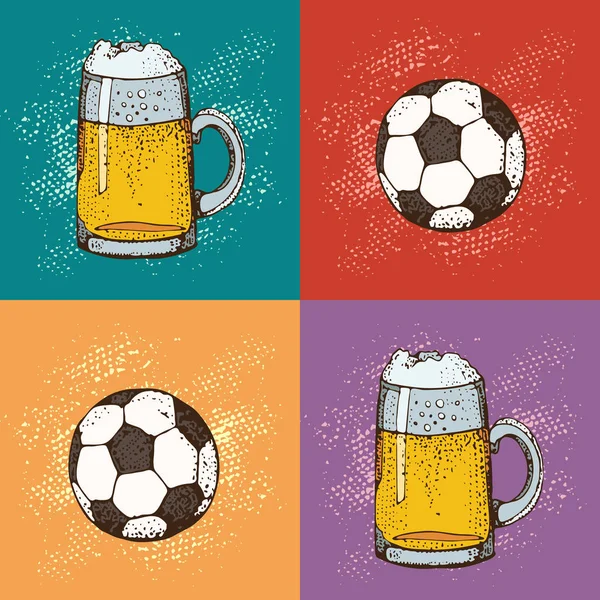 Illustration Vectorielle Pop Art Tasse Verre Bière Fond Style Dessin — Image vectorielle