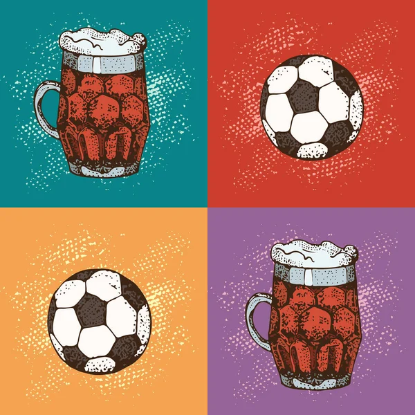 Illustration Vectorielle Pop Art Tasse Verre Bière Fond Style Dessin — Image vectorielle