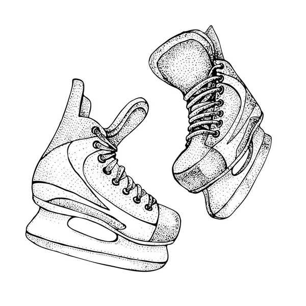 Tarjeta Vacaciones Invierno Con Patines Hielo Bosquejo Dibujos Animados Patines — Vector de stock