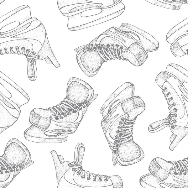 Vacances Hiver Motif Sans Couture Avec Skates Glace Dessin Animé — Image vectorielle