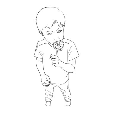 Boy Eating Candy Drawing