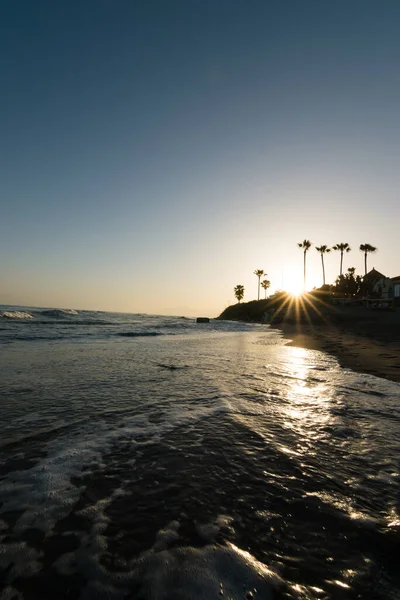 Sunset Yellow Sandy Beach Seashore — Stock Photo, Image