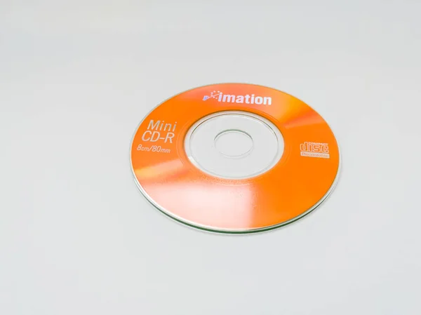 Mini Compact Disc Bovenzijde Object Geïsoleerd Een Witte Achtergrond — Stockfoto
