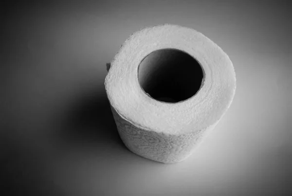 Zbliżenie Widok Nowej Rolki Papieru Toaletowego Izolowane Białym Tle Koncepcja — Zdjęcie stockowe