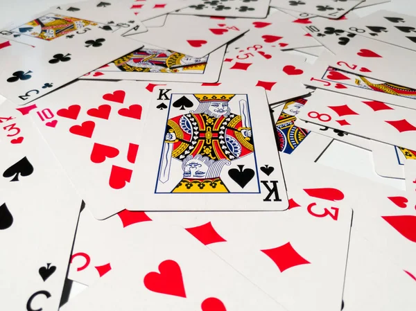 King Card Spade Suit Deck Playing Cards Pile Scattered Cards — Stock Photo, Image