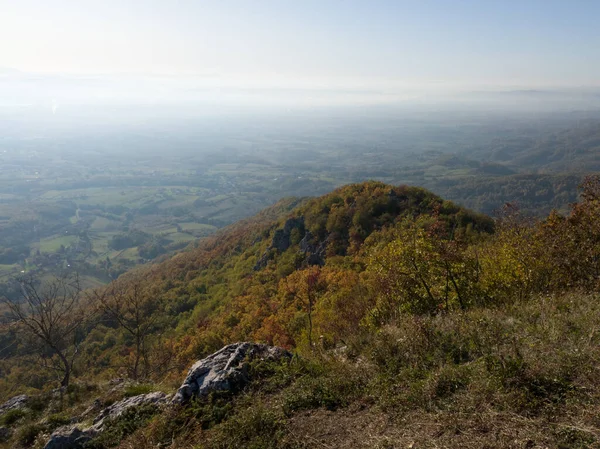 Malerischer Blick Vom Kozara Gebirge Auf Das Mit Nebel Und — Stockfoto