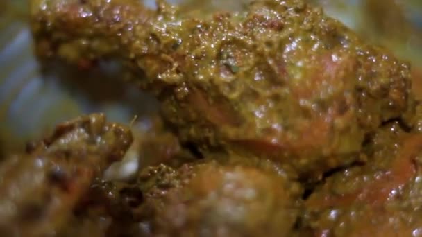 Pollo Indio Hecho Kadhai Con Aceite Crema Jengibre Cuajada Otras — Vídeos de Stock