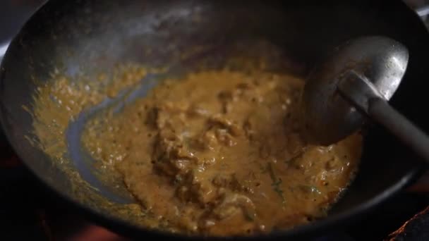 Pollo Indio Hecho Kadhai Con Aceite Crema Jengibre Cuajada Otras — Vídeos de Stock