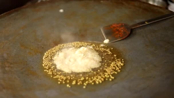 Making Indian Red Gravy Stuffing Peas Vada Pav Bhaji — Stock Video