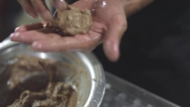 Herstellung Von Hammelfleisch Galouti Kabab Aus Hackfleisch Keema Auf Einer — Stockvideo