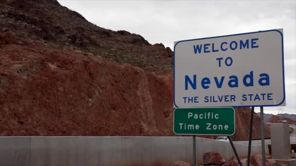 Bienvenido Nevada Signo Del Estado Plata — Vídeos de Stock