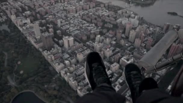 Вид Воздуха Центральный Парк Манхэттена Нью Йорк Закате Видом Эмпайр — стоковое видео