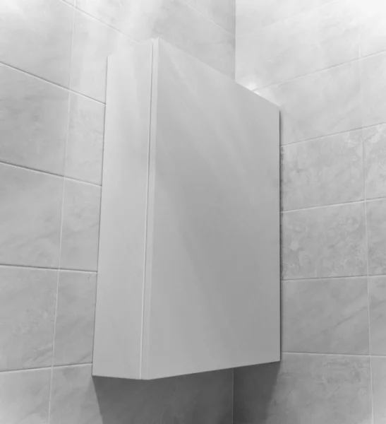 Gesloten Witte Wandkast Badkamerwand Zwart Wit — Stockfoto